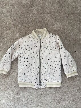 GAP Girl’s Cream Bomber Jacket with Navy Star Print Size 5
